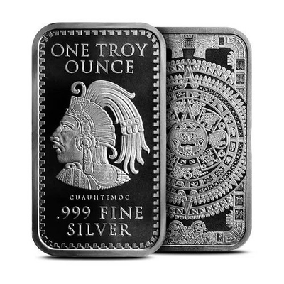 #ad Aztec Calendar Silver Bar 1 oz .999 Fine Silver Mayan Tenochtitlan Mexico $44.99