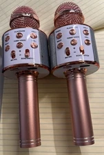 E4- 2pcs Kids Wireless Karaoke Microphone, Rechargeable Bluetooth, Singing