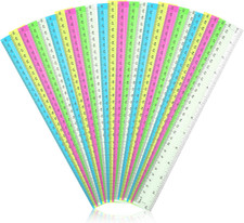 20 Pieces Clear Plastic Rulers 12 Inch Bulk Straight Rulers with Inches and Cent