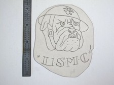 vtg 1950s 1960s Tattoo Flash acetate stencil Military USMC Bulldog signed 2 MIL1