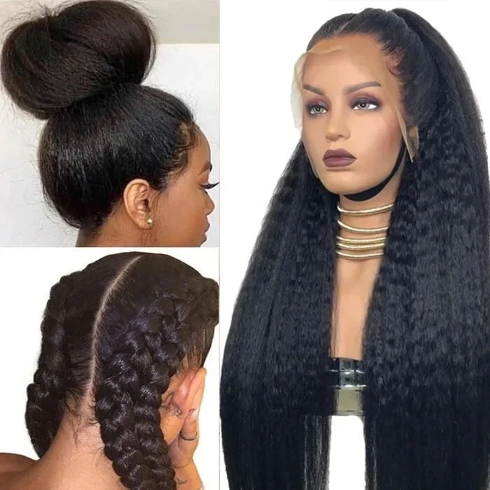 Lace front top wigs kinky straight