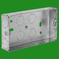 6x 25mm Deep 2 Gang Galvanised Steel Wall Recessed Socket Installation Back Box