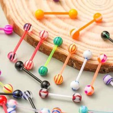 Tongue Bars Bioflex  Plastic Body Piercing Jewellery Nipple Lip Eyebrow Barbell
