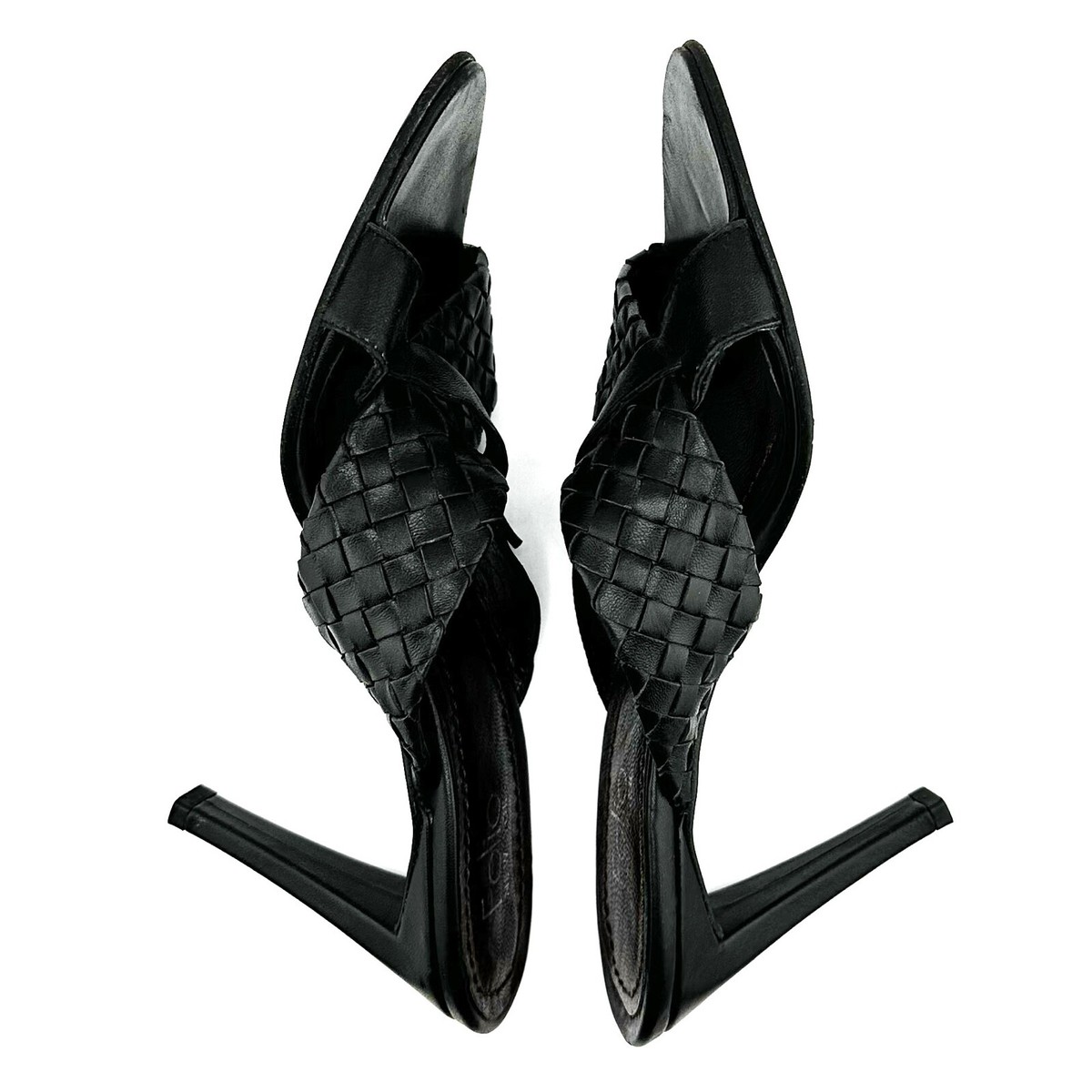 Folio New York | Leather Open Toe Cross Over Slides | Black  display picture 1