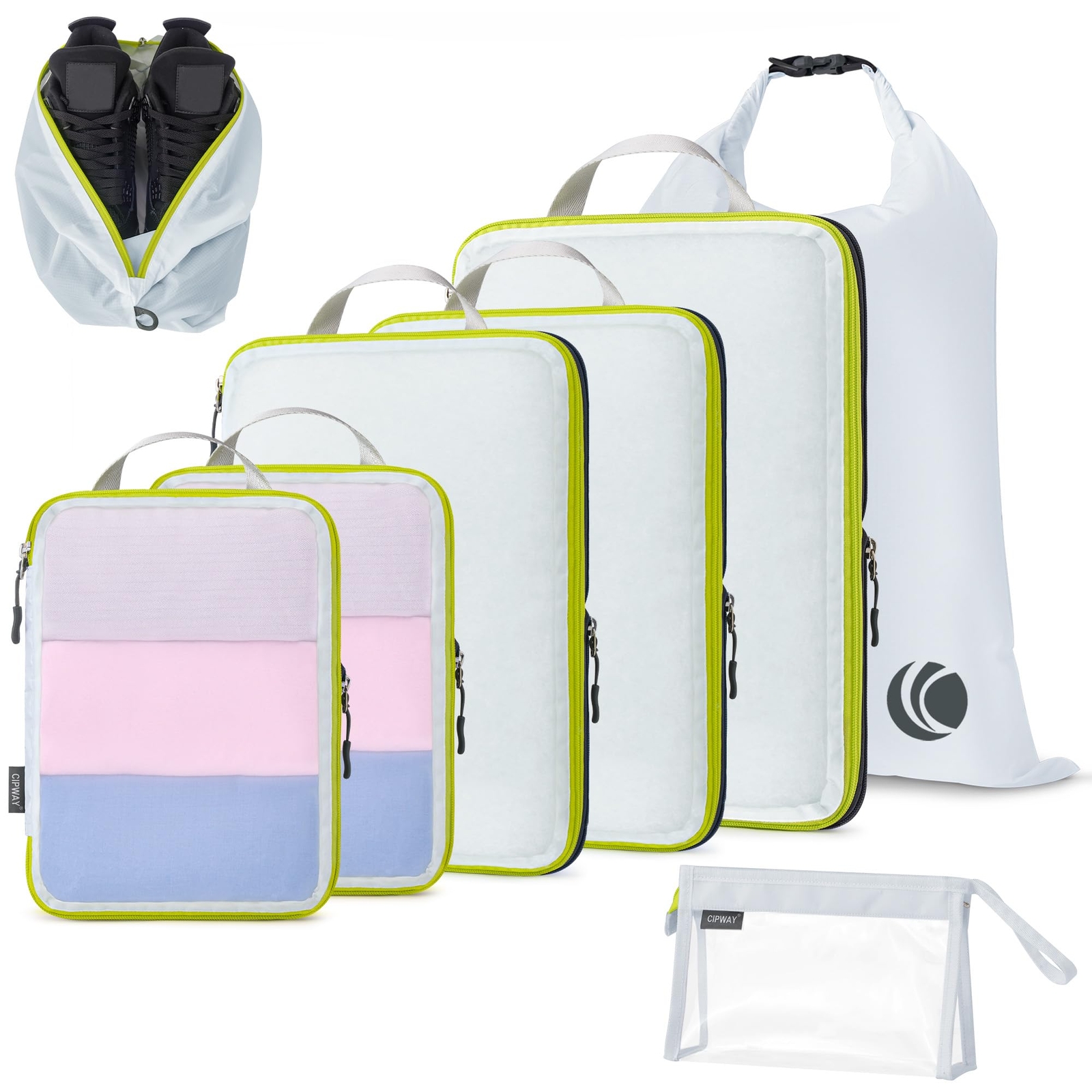 Compression Packing Cubes Mesh, Lightweight Luggage Organizer Bags with Laund...