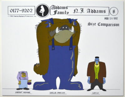 Addams Family Dead & Breakfast MODEL SHEET - SIZE COMPARISON LURCH UNCLE FARCAS