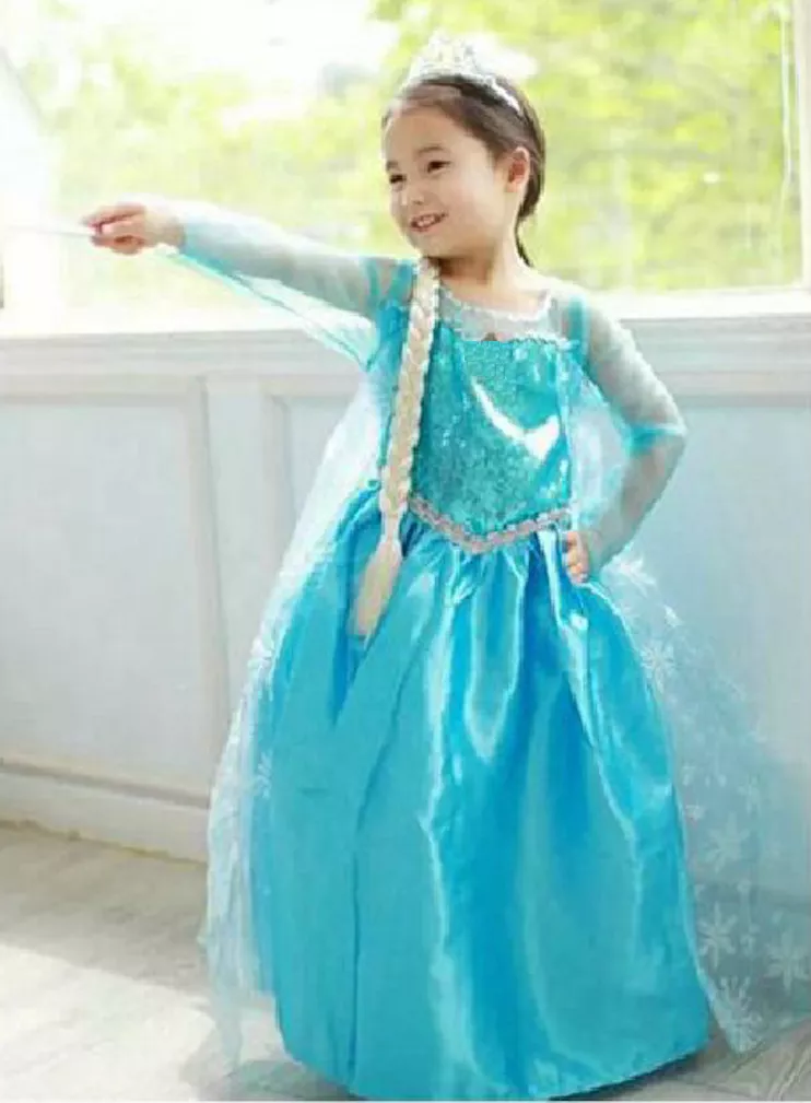 Frozen Vestito Carnevale Elsa 2-12 anni Dress up Elsa Cosplay Costume  789005 E