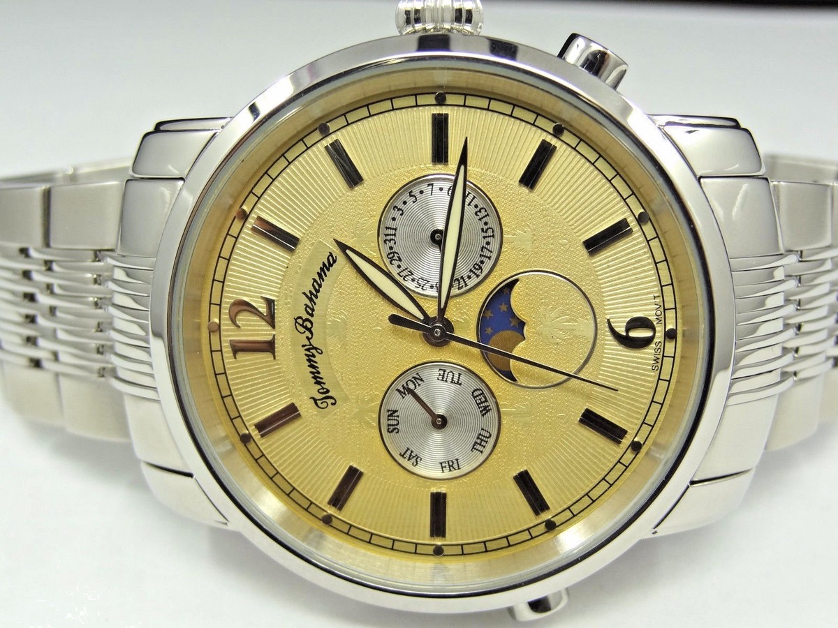 Tommy Bahama TB3034 Silver Island Classic Pinapple Dial Moon Phase