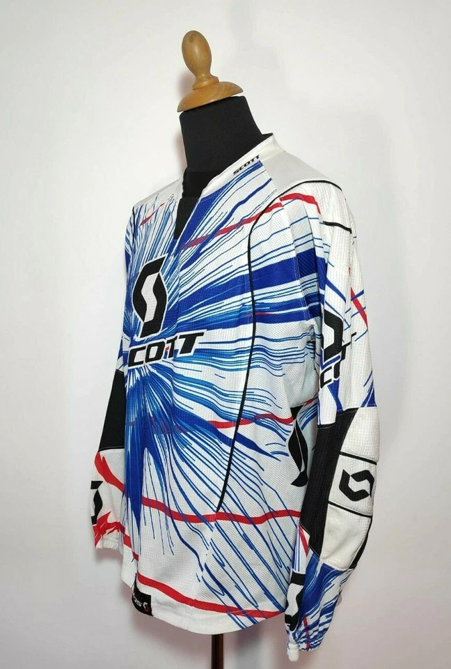 Camiseta Scott Motocross Hombres Serie L 450 Blanco Azul Multicolor Enduro MTB Camisa Foto 3 de 4