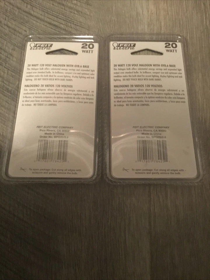 ( 2 ) BPQ20/8.6 Feit Electric 20W 120V Clear Light Bulb Lamp Bi-Pin GY8.6 Base  - Image 2 of 2