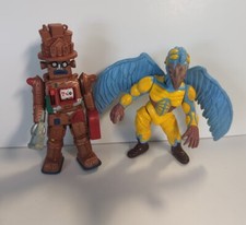 Lot of 2 VTG Bandai Power Rangers Slotsky Gold Weapon & Peckster Action Figures 