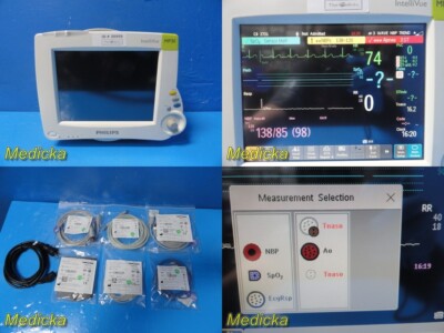 Philips Intellivue MP30 Monitor W/ M3001A, M3012A Modules & Patient Leads ~35959