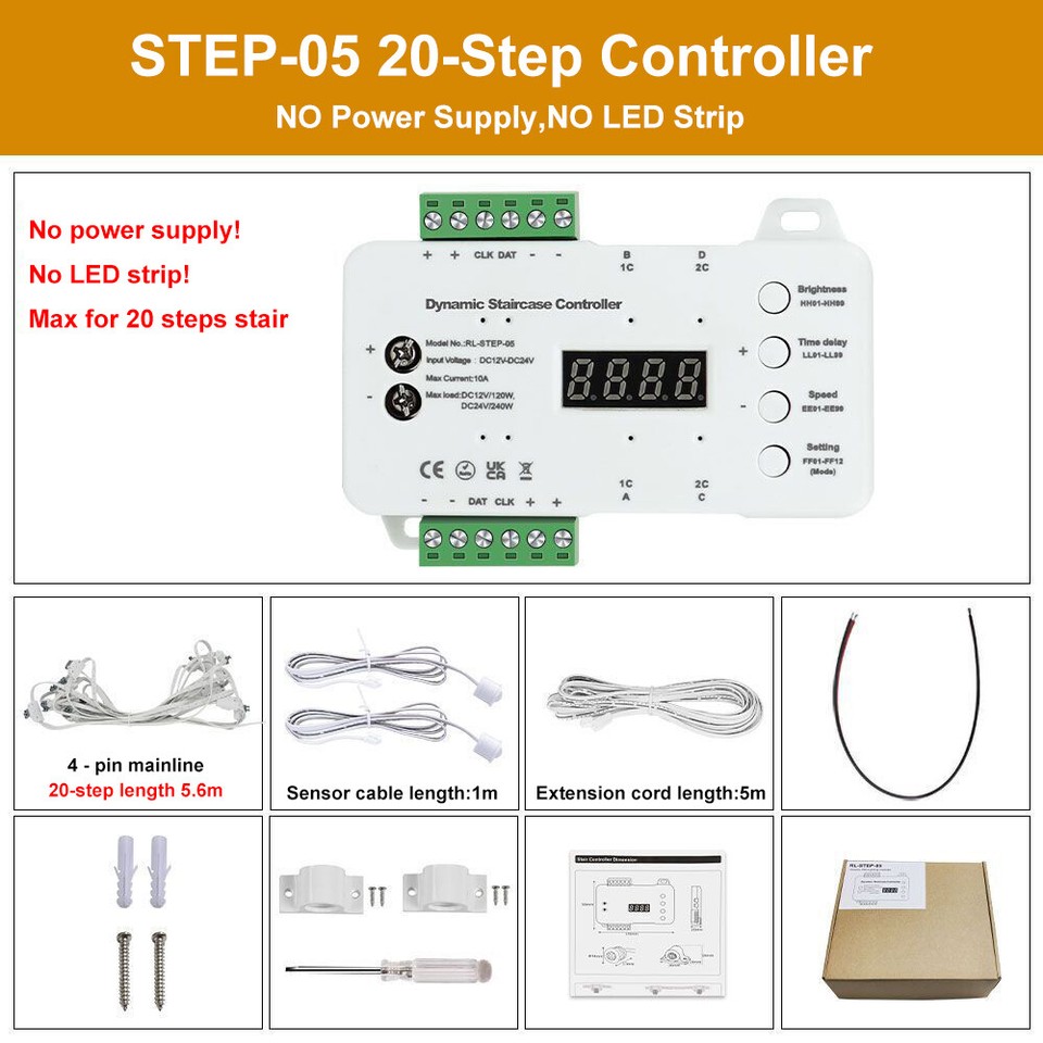 Intelligent Motion Induction Stair Light Smart Controller 16 20 Steps ...