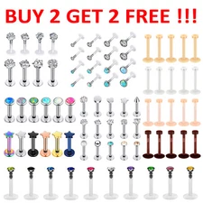 Assorted 16G Labret Lip Rings Stud Clear Retainer Cartilage Tragus Stud Earrings