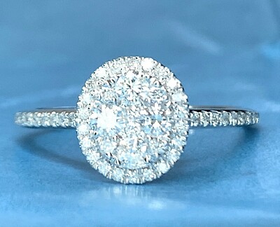Diamant Halo Ring ovale Form G VS Brillantschliff in Weißgold
