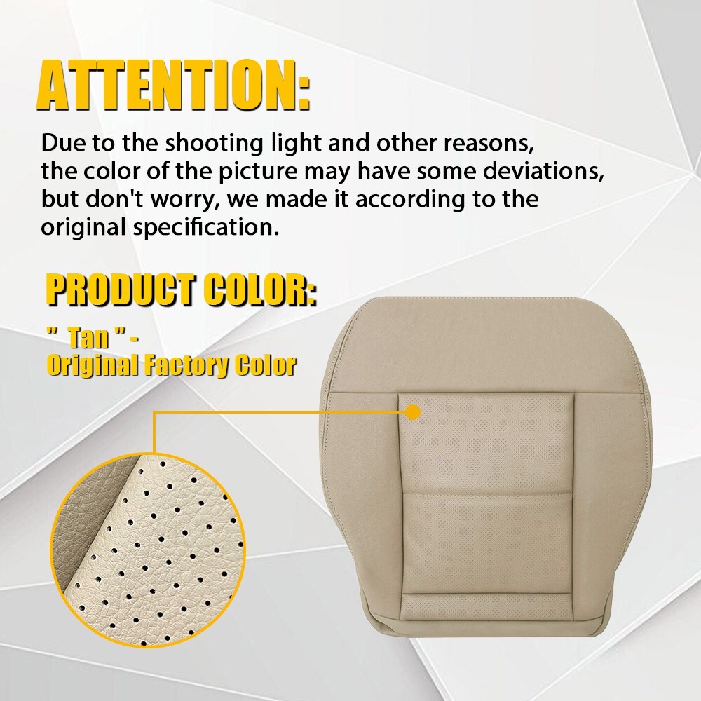 For Mercedes Benz E350 E550 2010-2014 Driver Side Bottom Leather Seat Cover Tan