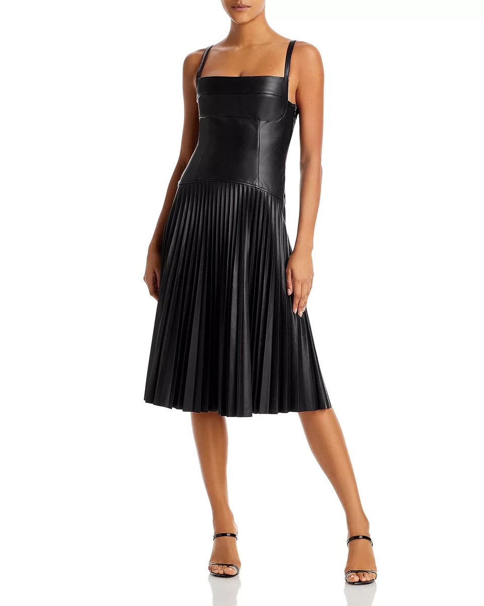 proenza schouler leather dress Faux Leather Wrap Dress Black / 10 / WL2213194-LR207-001