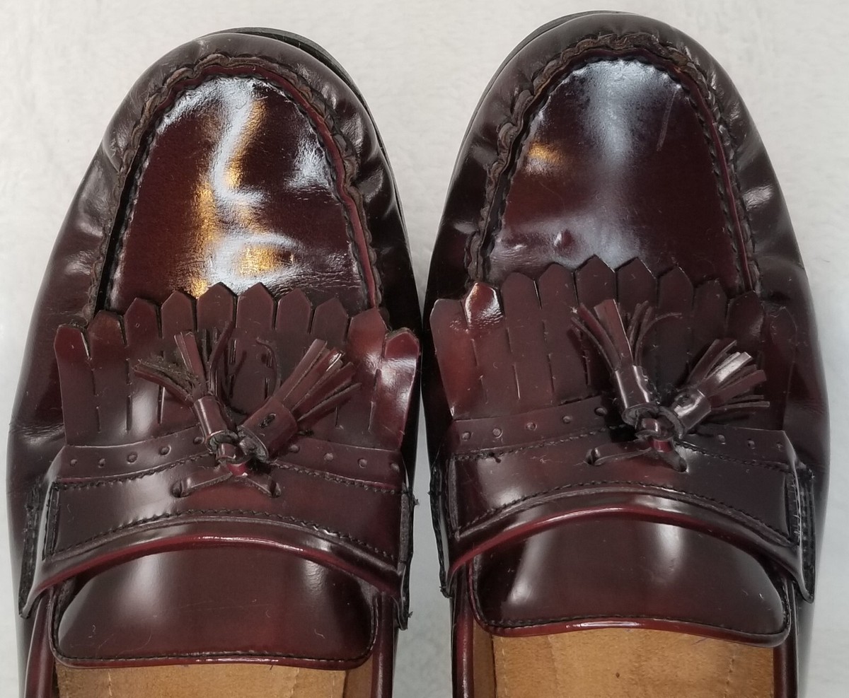 French Shriner Mens 10 M Burgundy Leather Kiltie Tassel Loafers Dress Shoes Belt French Shriner Mens 9M Burgundy Leather Beltway Tassel  main image 2