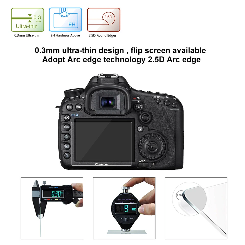 Tempered Glass Screen Protector For Canon EOS 5D Mark III (5D3) Anti-Scratch - Image 3 of 4