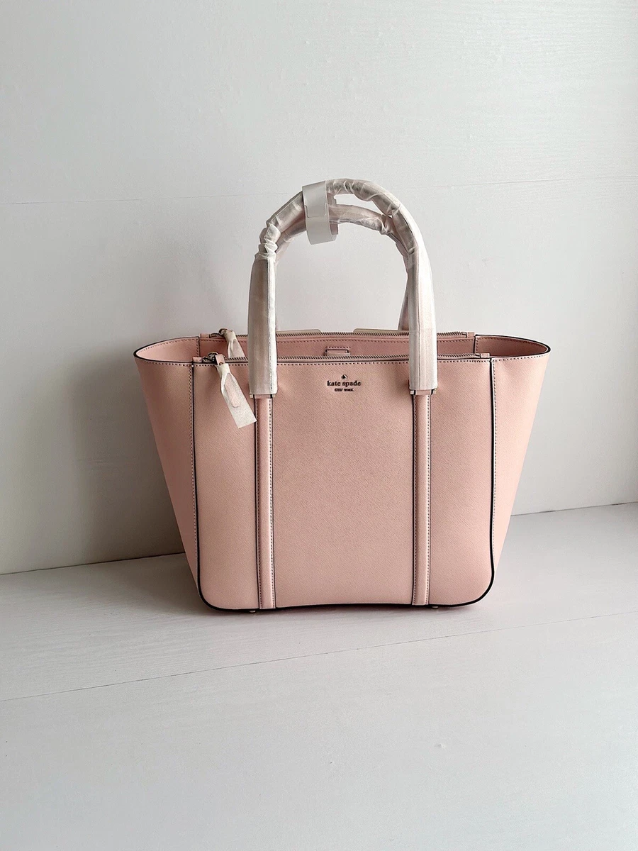 Kate Spade On Purpose Saffiano Leather Zip Top Tote in Natural