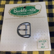 Vintage NOS Chrome Silver Rounded rectangular Side bar belt Buckle 3/4  .75 Inch