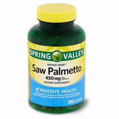 Saw Palmetto 450 Mg Whole Herb Prostate Supplement Urinary Health, 200 Capsules