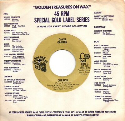 David Cassidy:Cherish/All I wanna do is touch you:Golden Treasures: Re-Issue