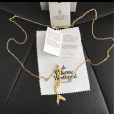 Vivienne Westwood Necklace Gold Skeleton Mermaid Skull Ariel IN BOX 68cm