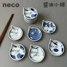 Japanese Made Neco Cat Shaped Soy Sauce Dish Ceramic Plate Small Dish Salad