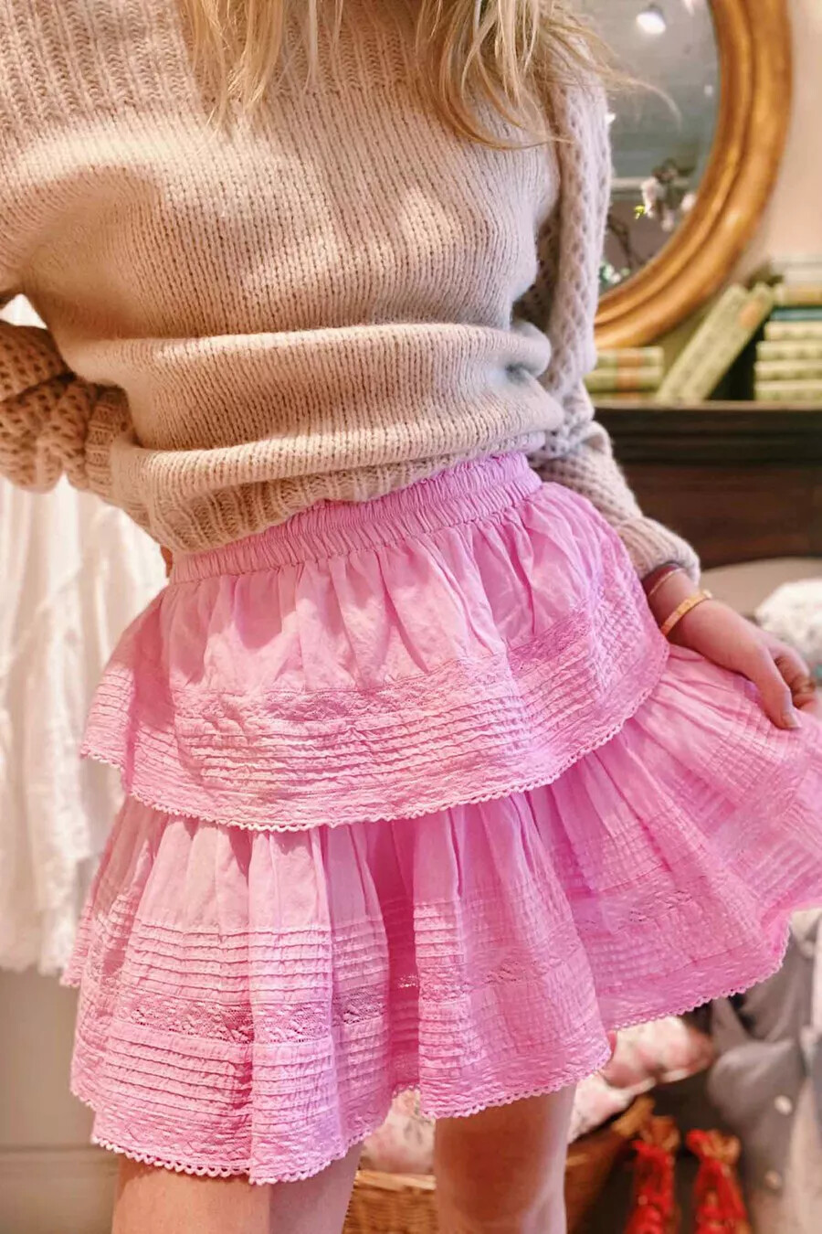 NWOT Loveshackfancy Ruffle Mini Skirt in Peony Pink Size: P XXS $220