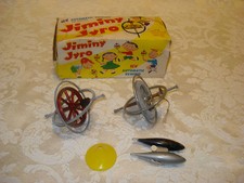 Two Vintage 1940's-50's Jiminy Jyro Gyroscopic Automatic Rewind Spinning Top Toy