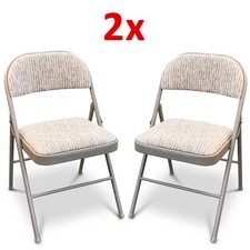 NEW DELUXE STRONG STEEL METAL FRAME FABRIC PADDED FOLDING OFFICE BACK REST CHAIR