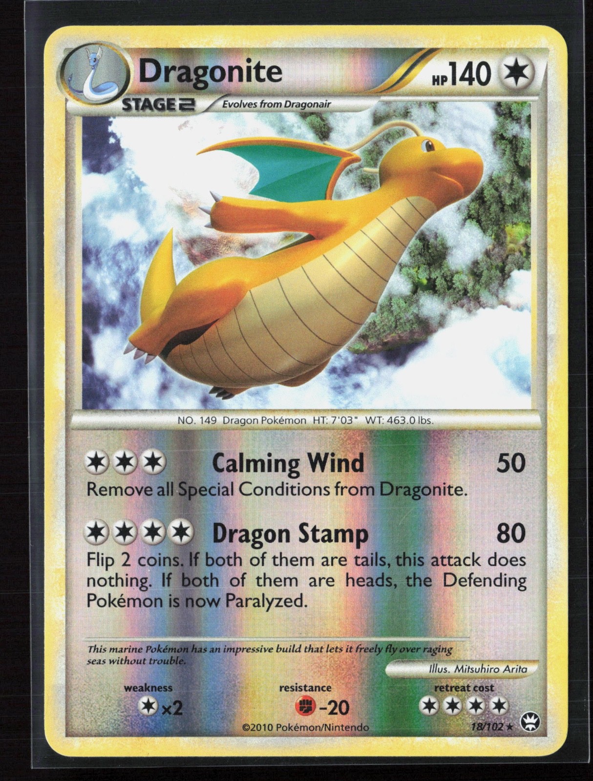 Dragonite 18/102 HGSS Triumphant 2010 Reverse Rare Holo Vintage Pokémon Card