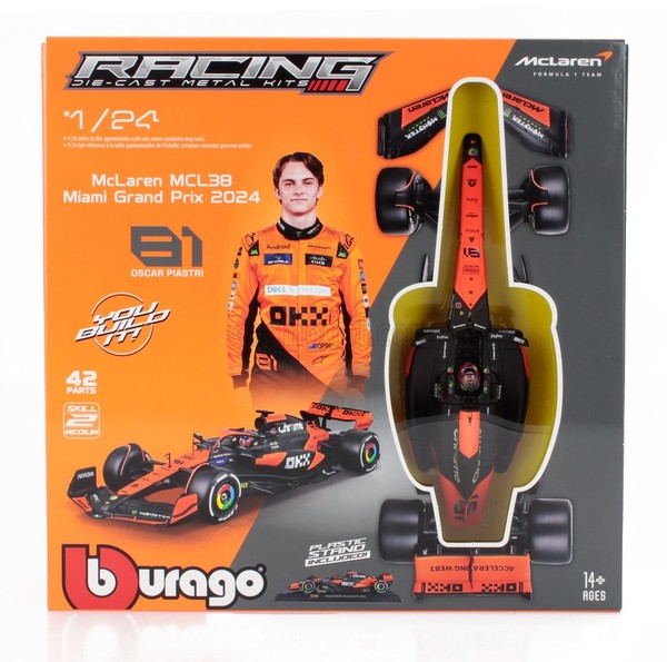 Burago 1/24 Kit Mclaren F1 MCL38 2024 Oscar Platten Statisches Modell Diecast-image