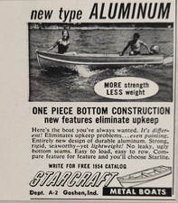 1954 Print Ad Starcraft Boats 1 Piece Bottom Construction Aluminum Goshen,IN