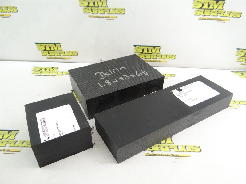 3PCS OF BLACK DELRIN MACHINABLE PLASTIC BAR STOCK *SIZES IN DESCRIPTION*