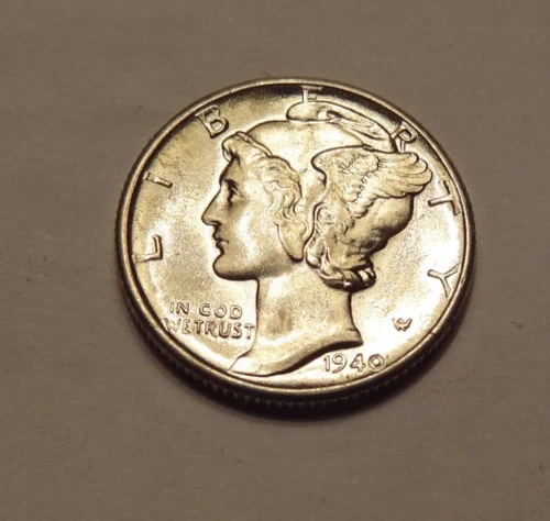 1940 MERCURY DIME, GEM BU, FULL BANDS