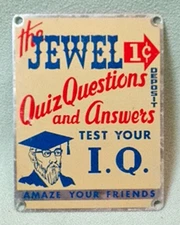 Diner Napkin Dispenser Jewel Quiz Questions Test Your IQ 1¢ Vending Plate