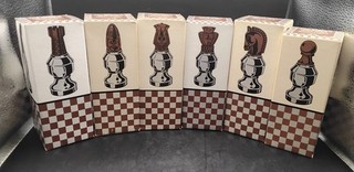 (Box1) 6 Vintage Perfume Bottles Avon Chess Pieces Set II NIB Full Unopened