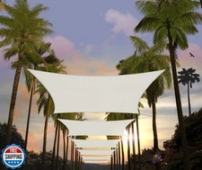 Amgo 12' x 18' White Rectangle Square Sun Shade Sail Canopy Awning Fabric Mes