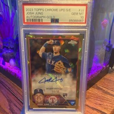 Topps Chrome Sapphire Josh Jung Rangers Gold Auto Rookie #USA-JJ /50 PSA 10