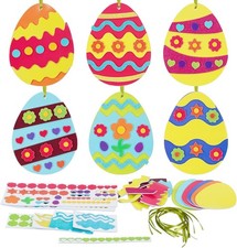 12 Pack Easter Egg Craft Kit for Kids Make You Own Egg Foam Stickers Ornament...