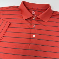 Turtleson Polo Shirt Mens Large Red Striped Tour Performance Golf Short Sleeve