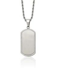 Stainless Steel Edges Dog Tag Rope Chain Necklace