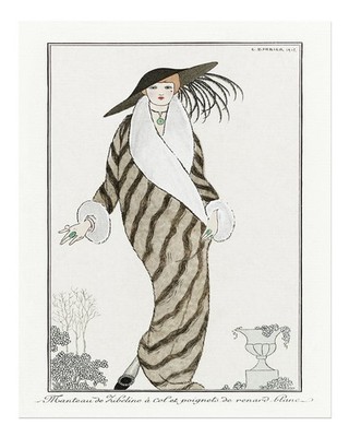 Elegantes Art-Deco-Mode-Wandbild von George Barbier Vintage-Mode-Illus