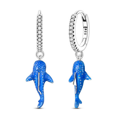 925 Sterling Silber Blau Seestern Creolen Ozean Strand Meer Zirkon Huggie