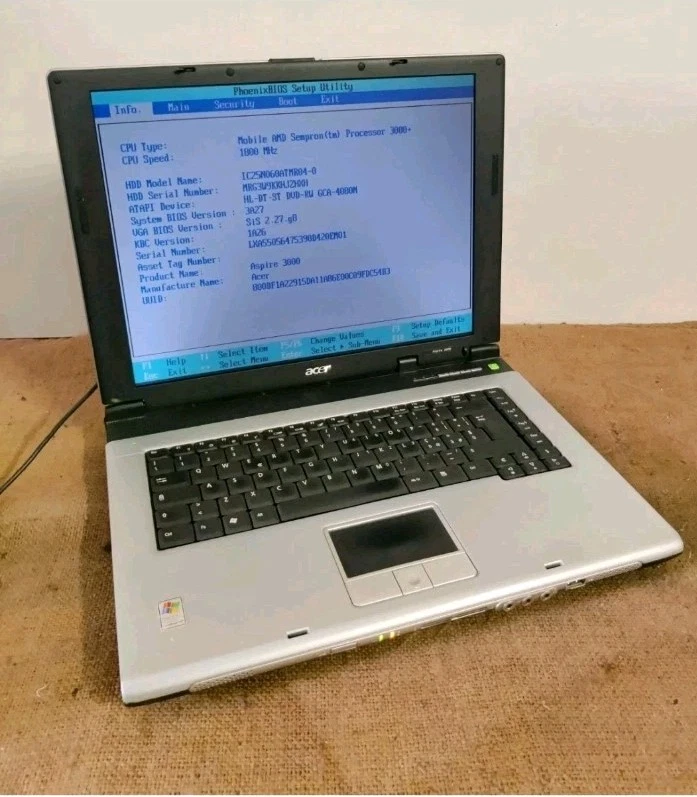 PC Portatile Acer Aspire 3000 Computer Windows 7 -RAM 1Gb -HDD 60Gb-AMD Sempron✅ - Immagine 2 di 4