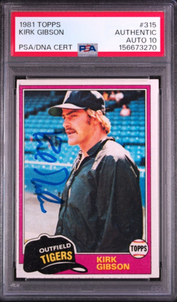 1981 Topps #315 Kirk Gibson Signed Rookie Card Autograph RC PSA 10 Auto Tigers