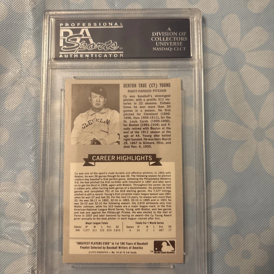 Cy Young #12 1972 Kellogg's All-Time Baseball Greats - PSA 9 como nuevo Foto 2 de 2