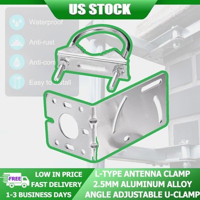 L Shaped Antenna Pole Mount Bracket U Bolt Clamp Galvanized For Outdoor TV US